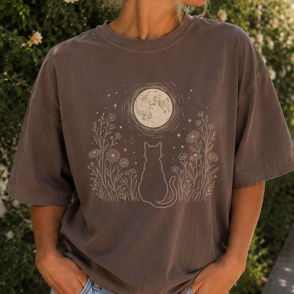 Stargazing Cat Moon T-Shirt