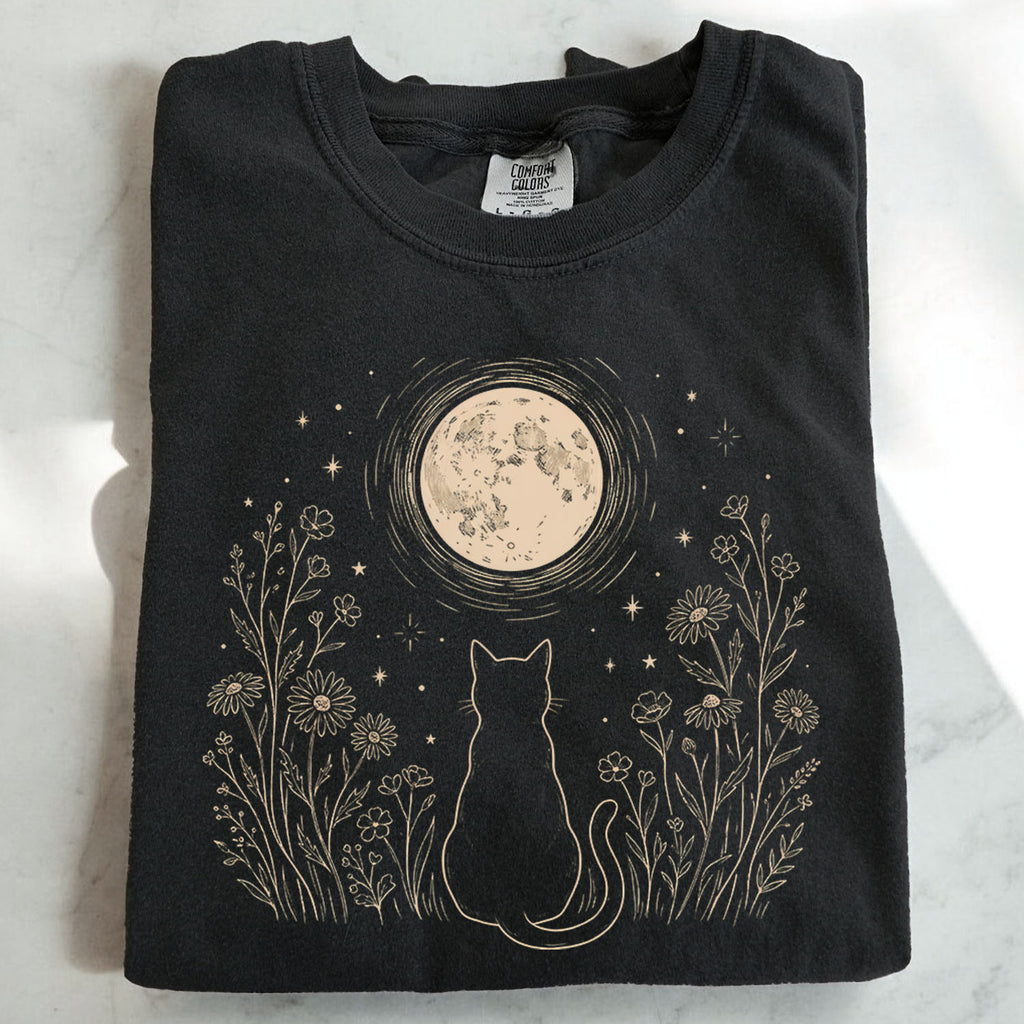 Stargazing Cat Moon T-Shirt