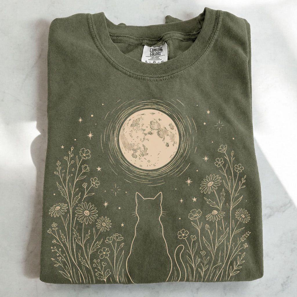 Stargazing Cat Moon T-Shirt