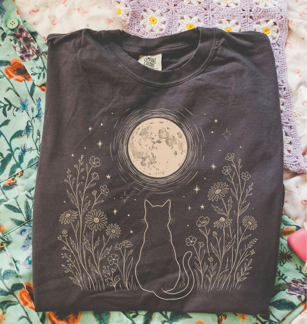 Stargazing Cat Moon T-Shirt