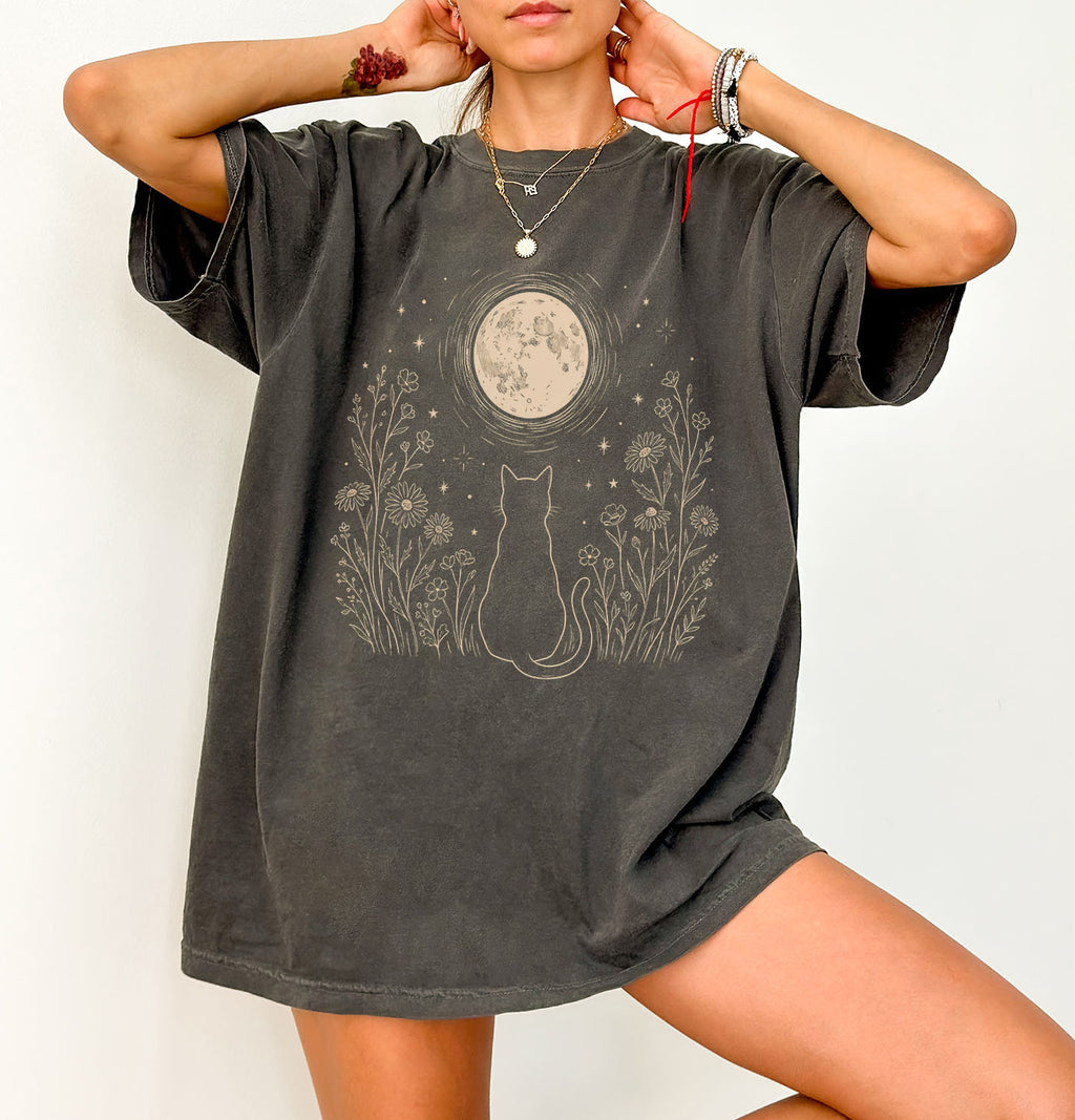 Stargazing Cat Moon T-Shirt