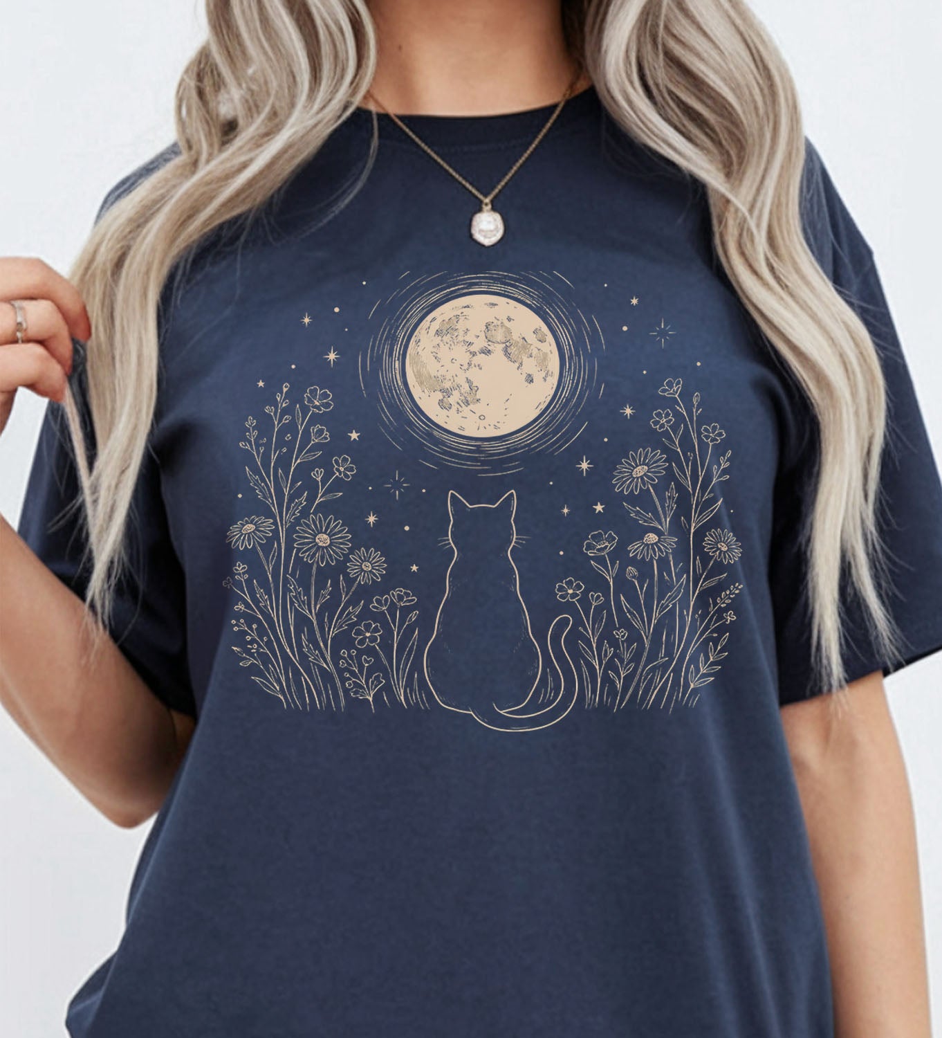 Stargazing Cat Moon T-Shirt
