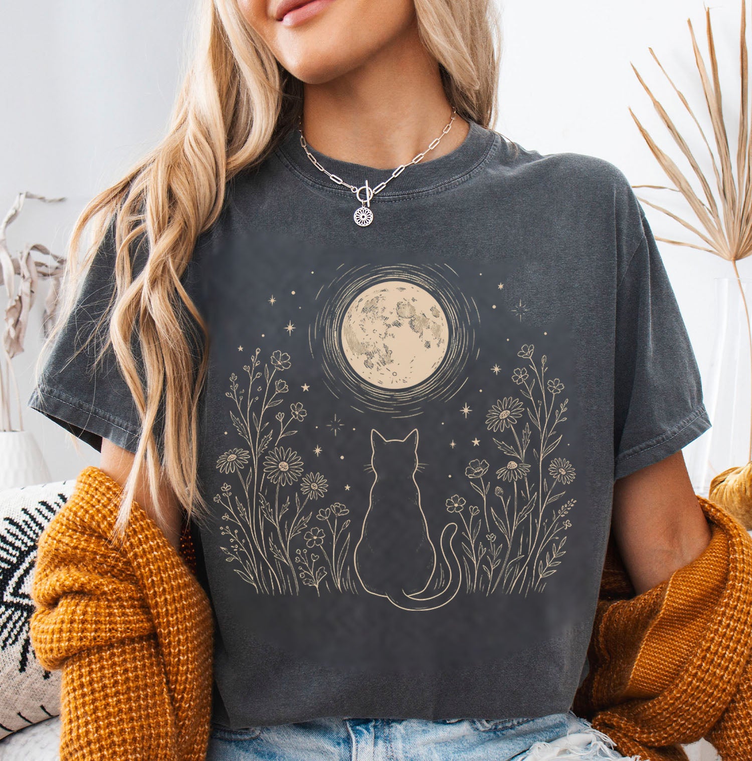 Stargazing Cat Moon T-Shirt