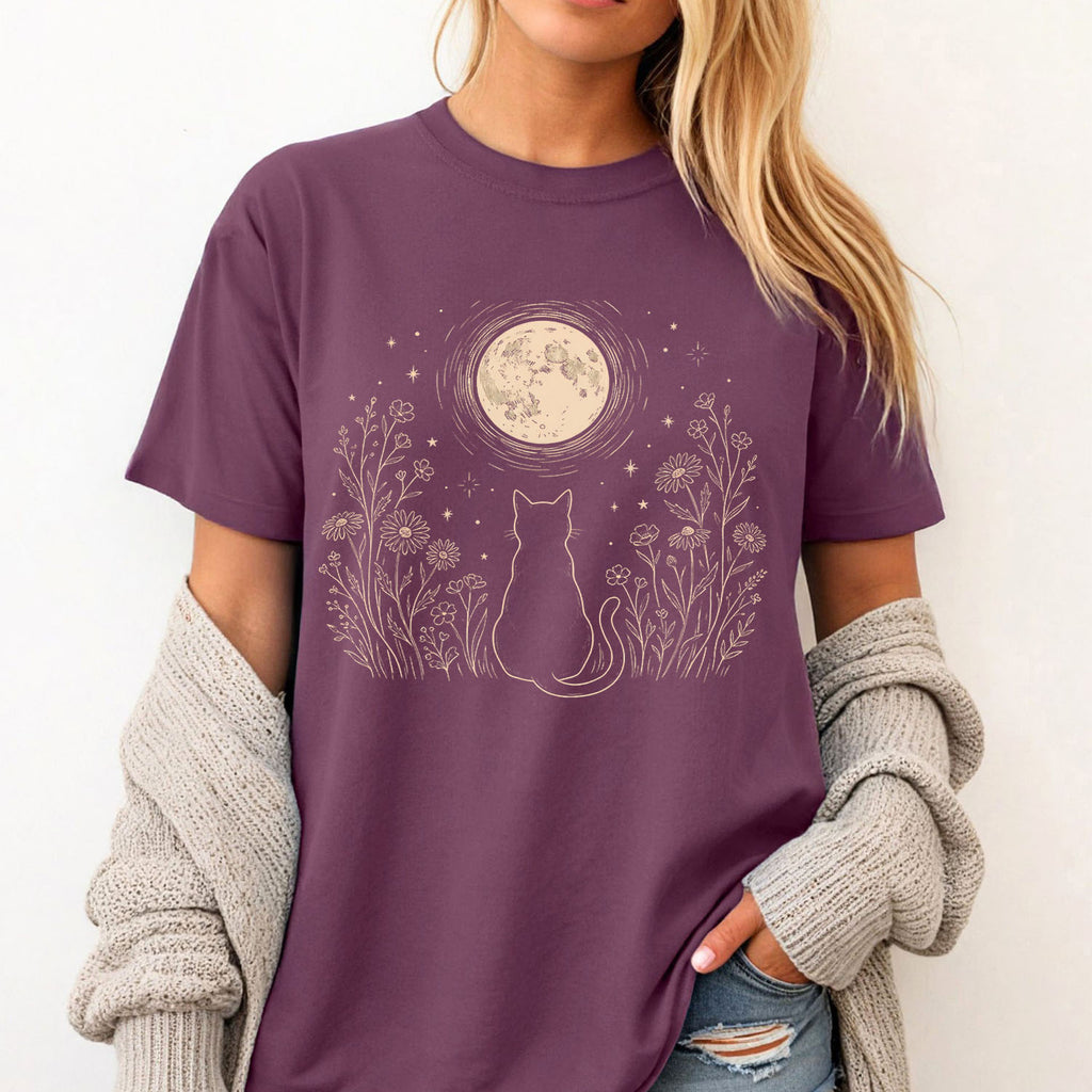 Stargazing Cat Moon T-Shirt