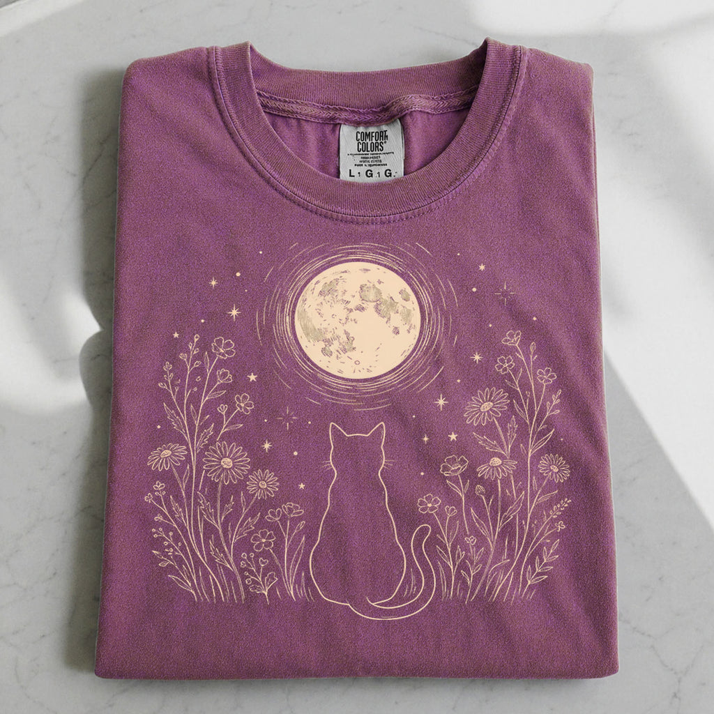 Stargazing Cat Moon T-Shirt