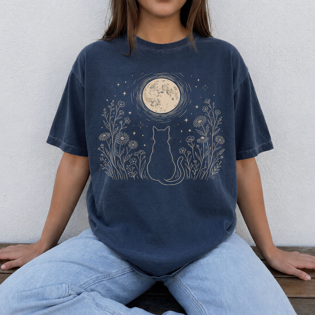 Stargazing Cat Moon T-Shirt
