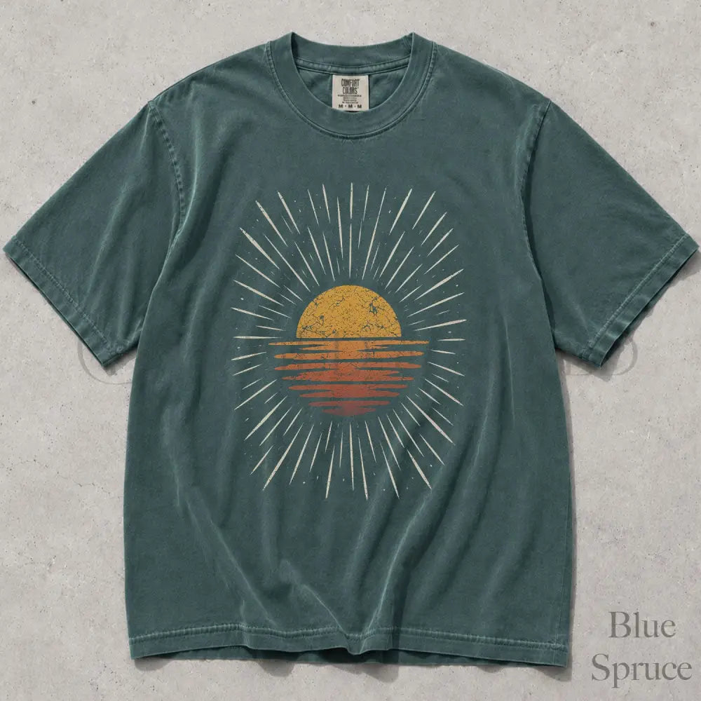 Sunset Burst Comfort Colors T-Shirt - Blue Spruce / S - T-Shirt