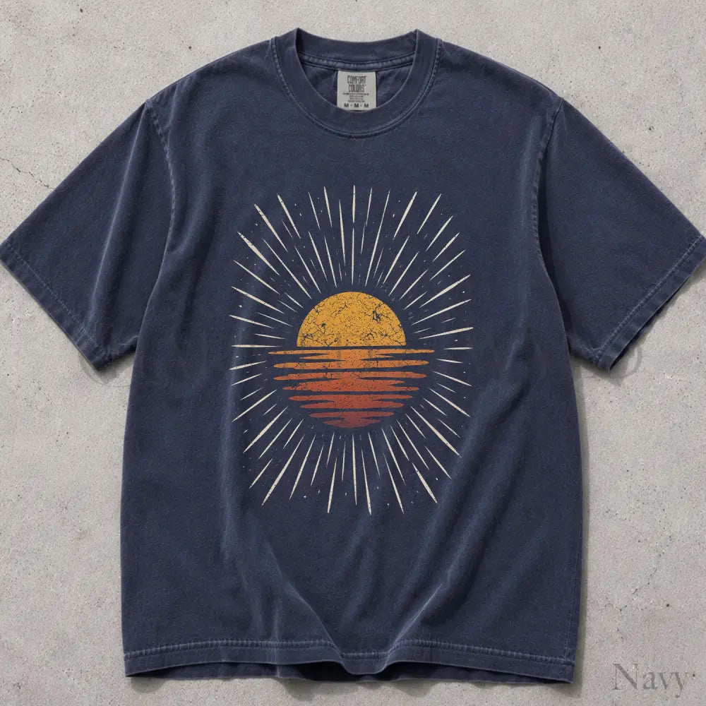 Sunset Burst Comfort Colors T-Shirt - Navy / S - T-Shirt