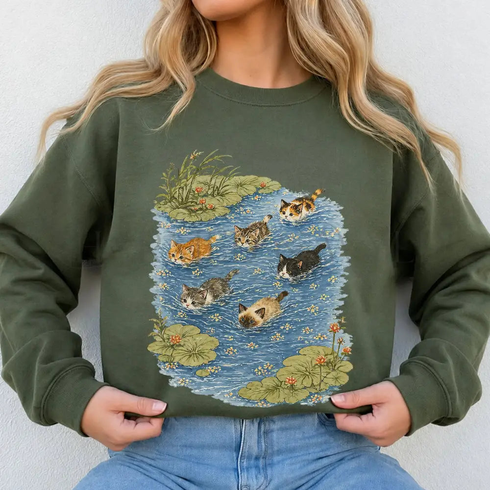 Swimming Cats in Pond Sweatshirt - Sweatshirt
