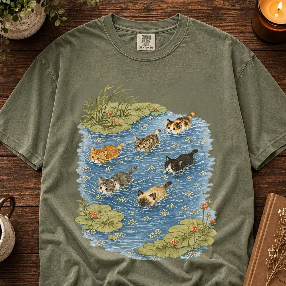 Swimming Cats in Pond T-Shirt - T-Shirt