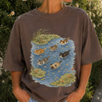 Swimming Cats in Pond T-Shirt - Espresso / S - T-Shirt