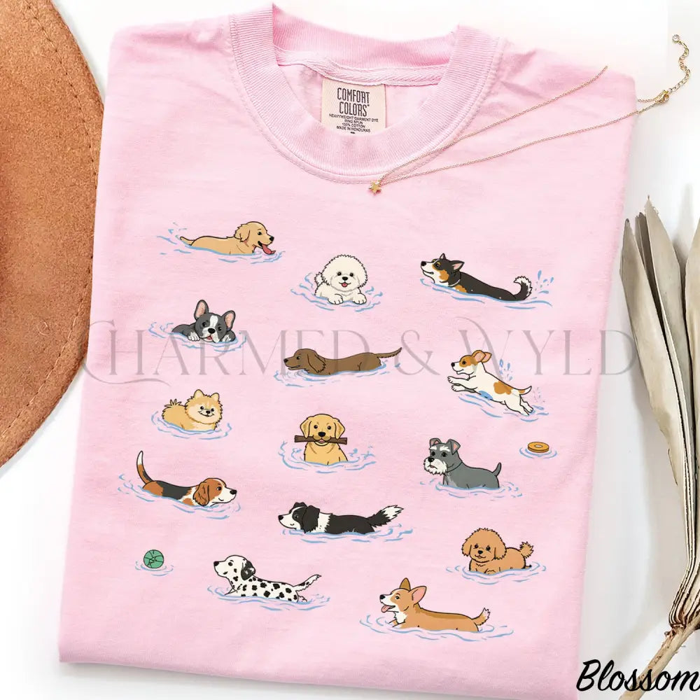 Swimming Dogs Comfort Colors T-Shirt - Blossom / S - T-Shirt