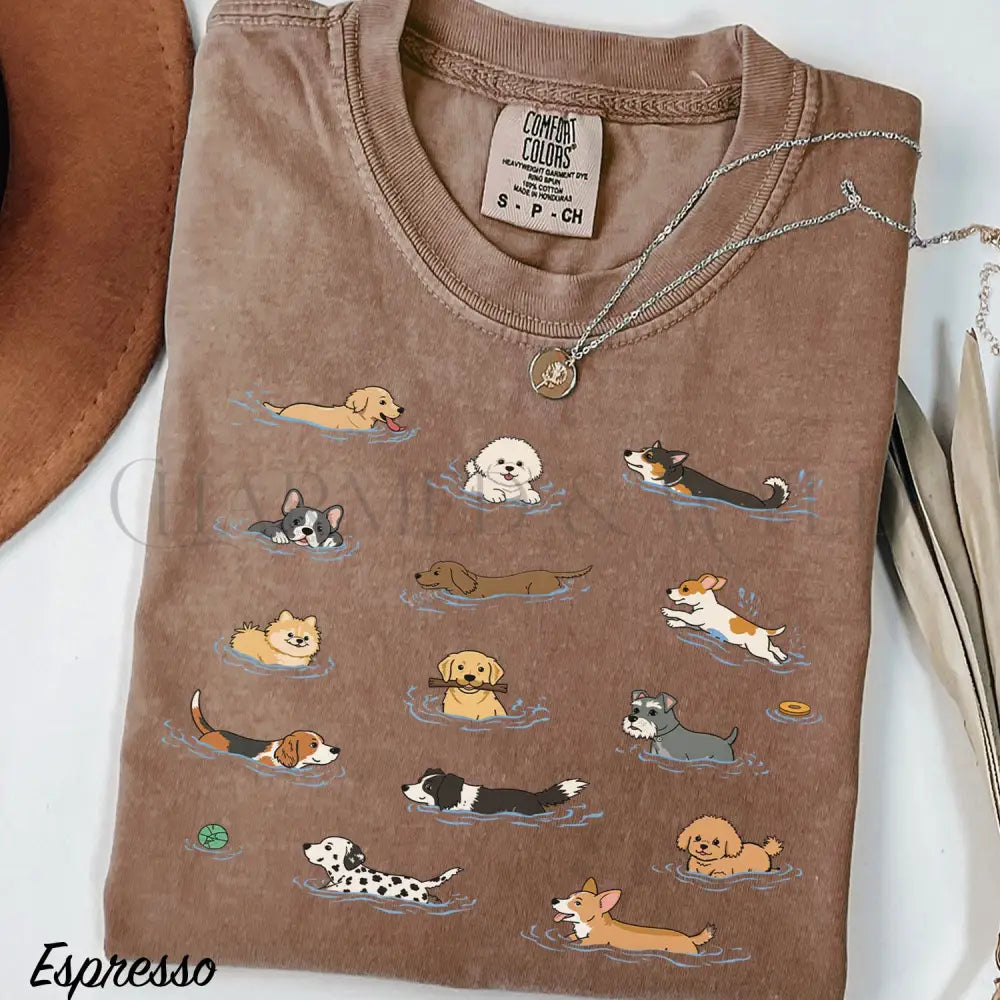 Swimming Dogs Comfort Colors T-Shirt - Espresso / S - T-Shirt