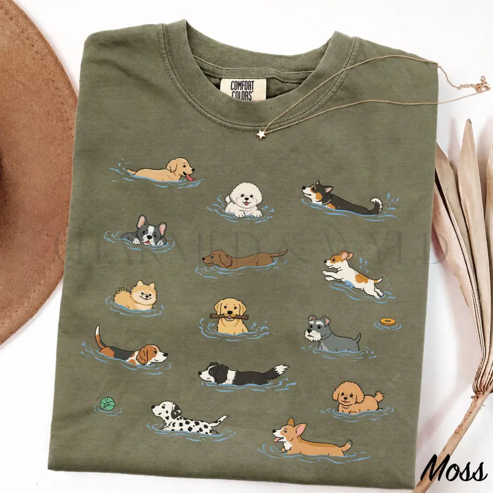 Swimming Dogs Comfort Colors T-Shirt - Moss / S - T-Shirt