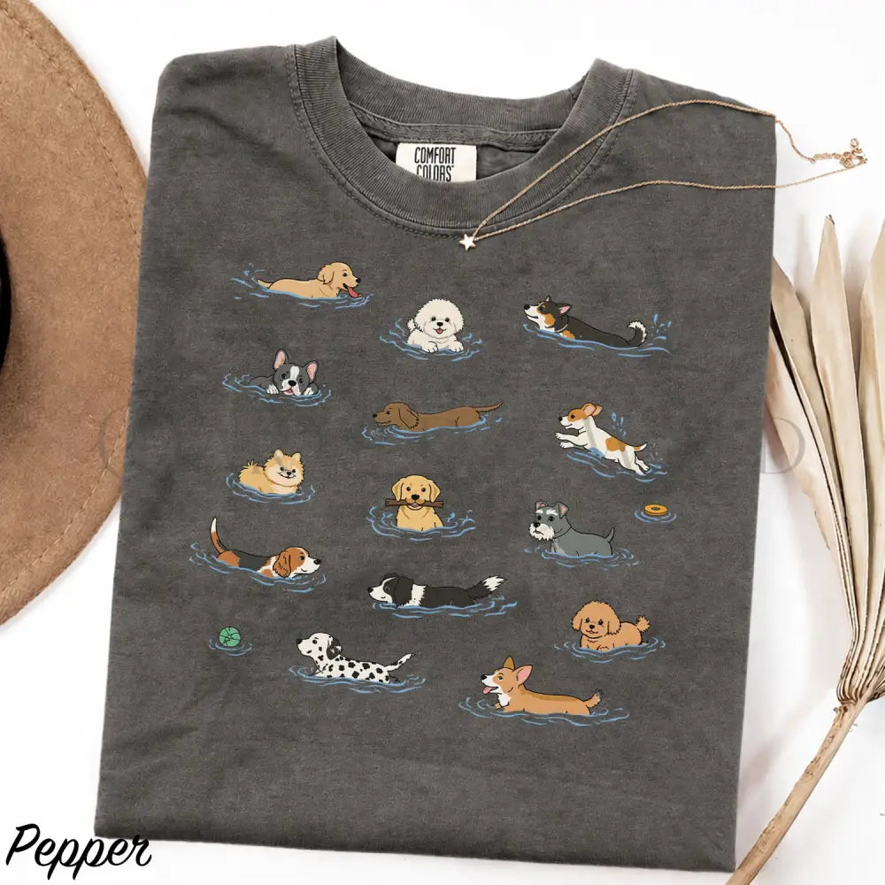 Swimming Dogs Comfort Colors T-Shirt - Pepper / S - T-Shirt