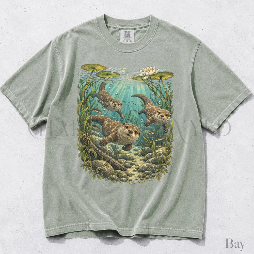 Swimming Otter Comfort Colors T-Shirt - Bay / S - T-Shirt