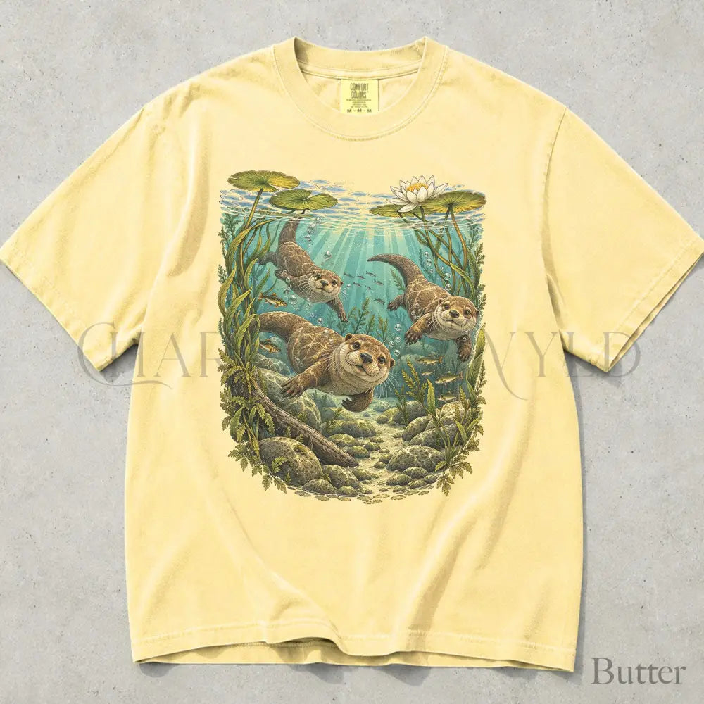 Swimming Otter Comfort Colors T-Shirt - Butter / S - T-Shirt