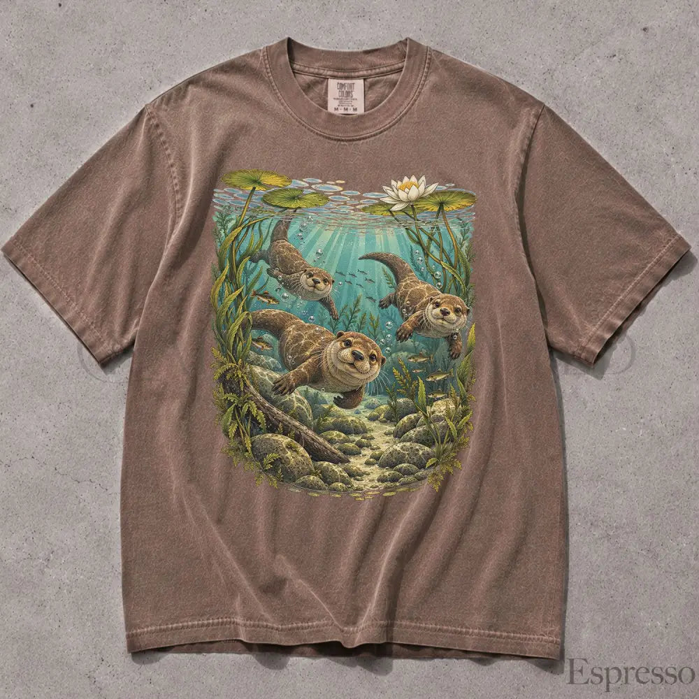 Swimming Otter Comfort Colors T-Shirt - Espresso / S - T-Shirt