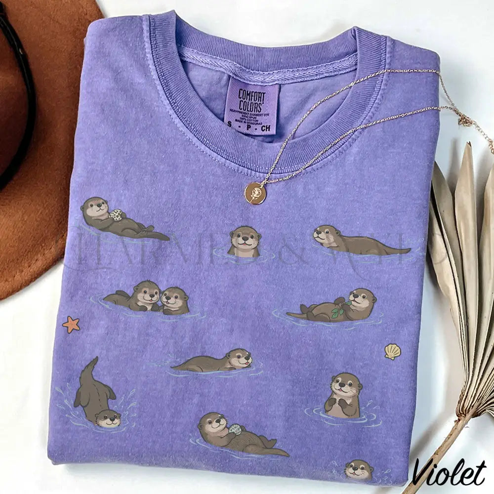 Swimming Otters Comfort Colors T-Shirt - T-Shirt
