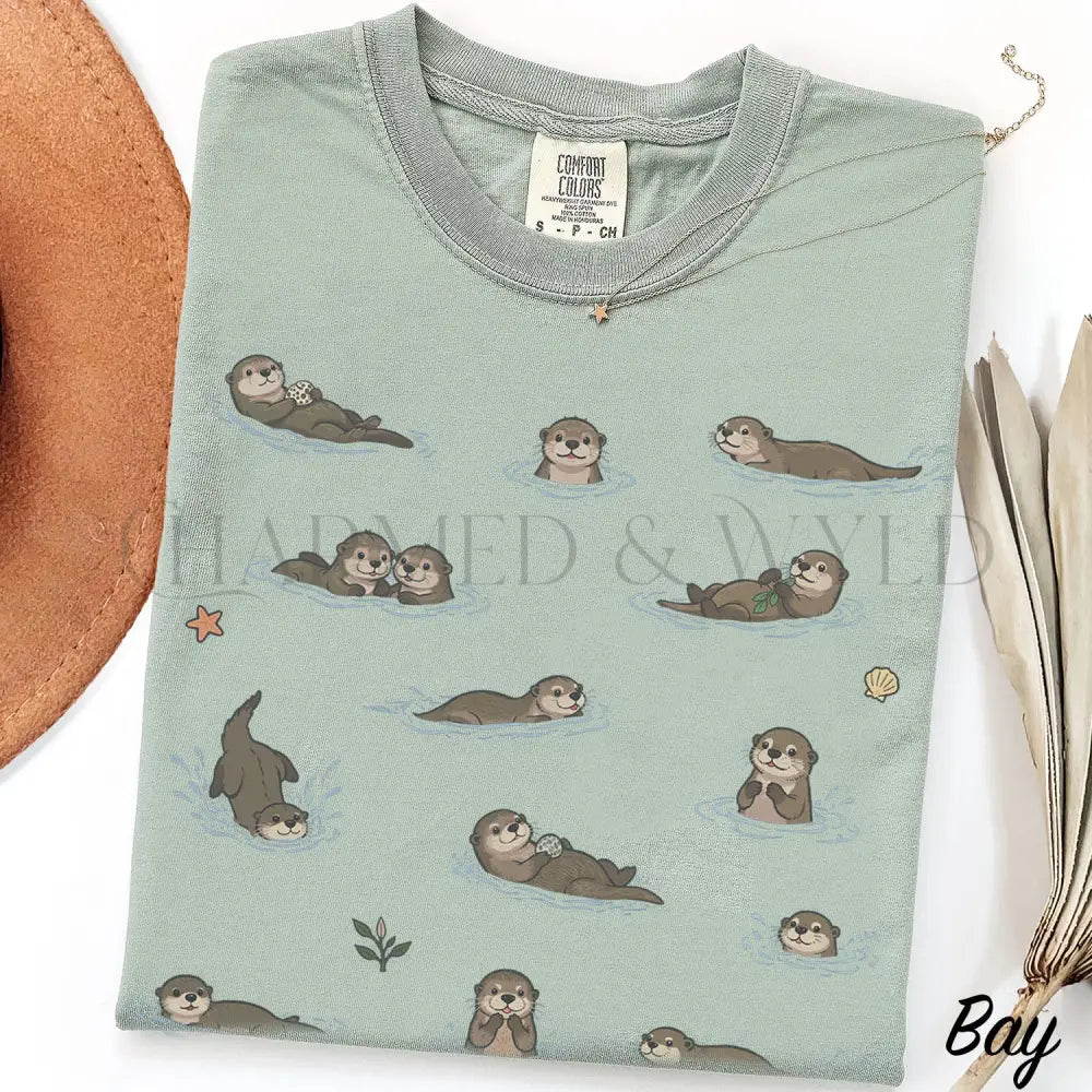 Swimming Otters Comfort Colors T-Shirt - Bay / S - T-Shirt