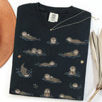 Swimming Otters Comfort Colors T-Shirt - Black / S - T-Shirt