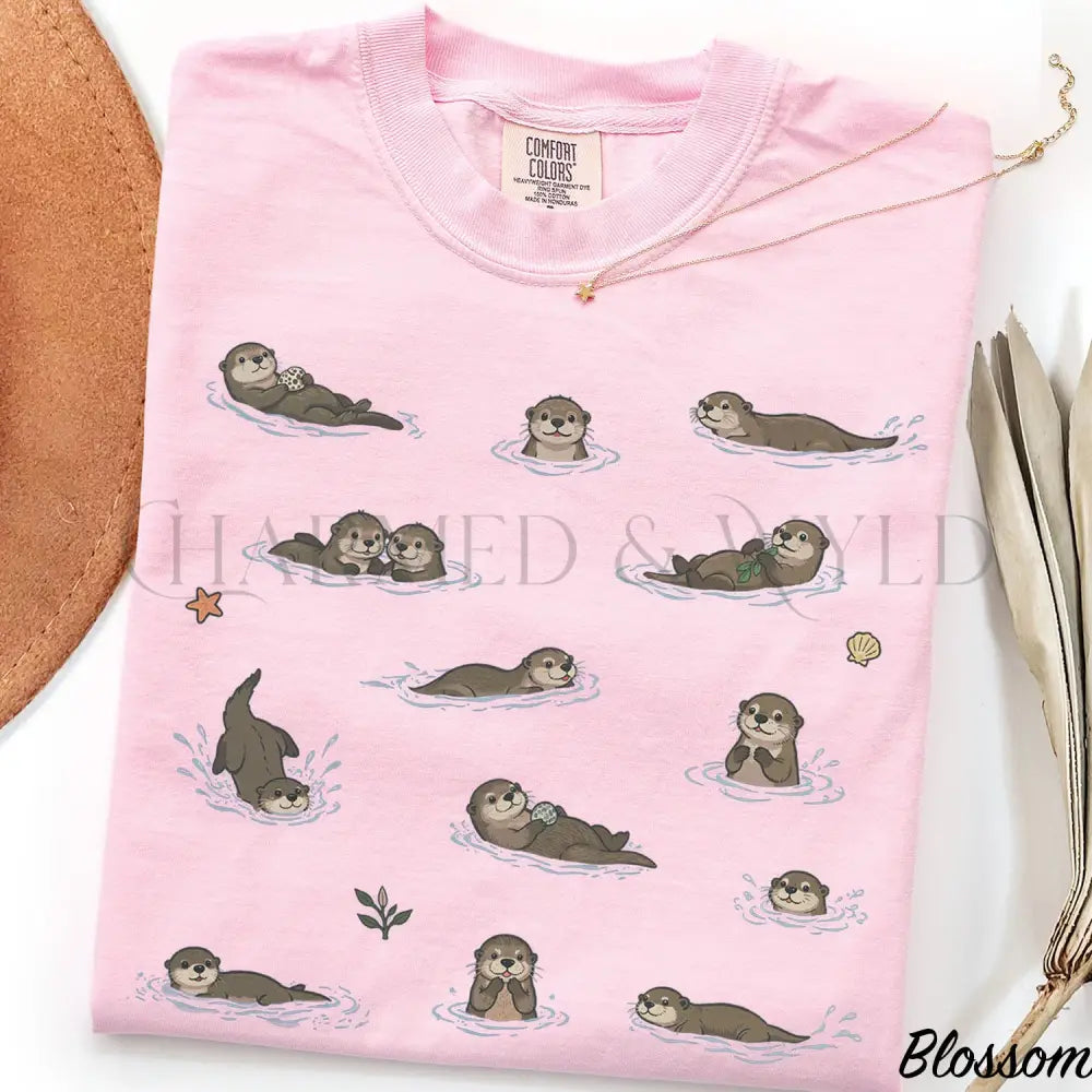 Swimming Otters Comfort Colors T-Shirt - Blossom / S - T-Shirt