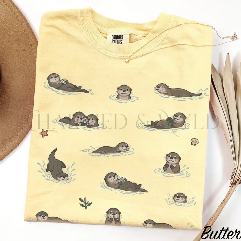 Swimming Otters Comfort Colors T-Shirt - Butter / S - T-Shirt