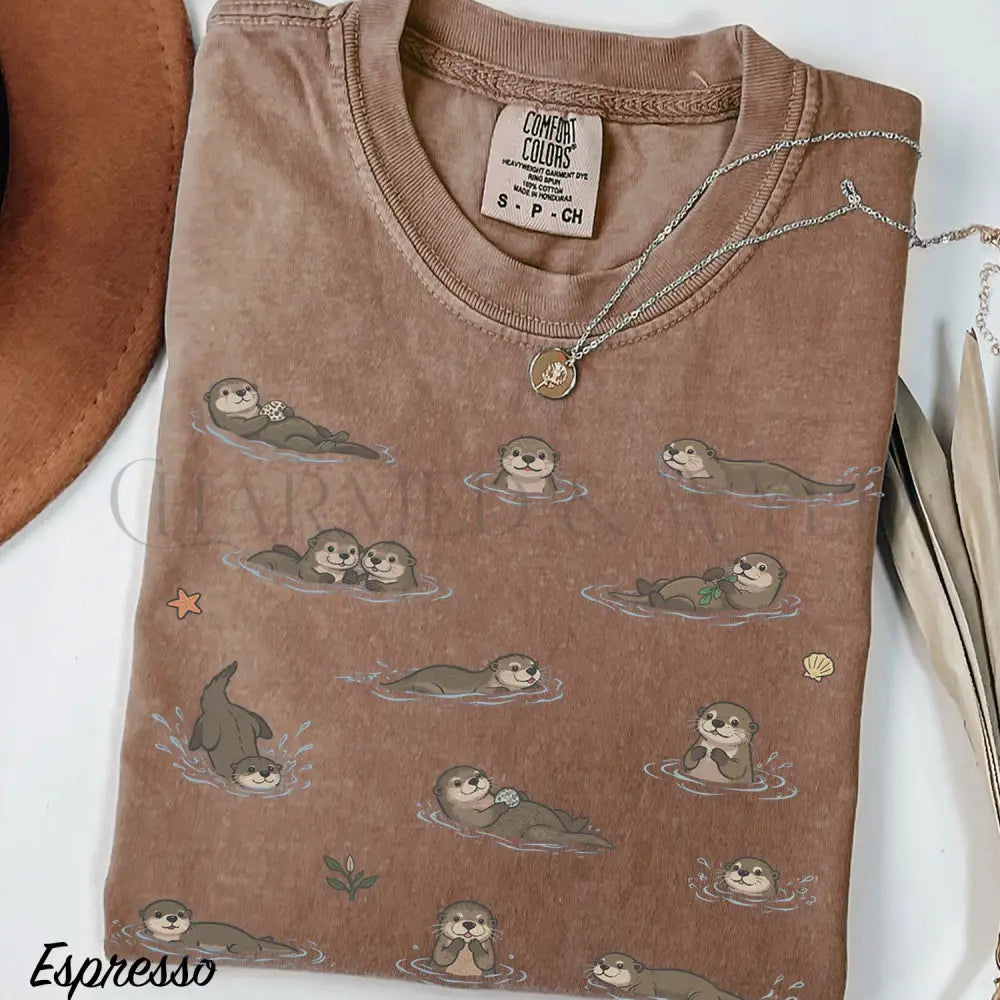 Swimming Otters Comfort Colors T-Shirt - Espresso / S - T-Shirt