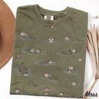 Swimming Otters Comfort Colors T-Shirt - Moss / S - T-Shirt