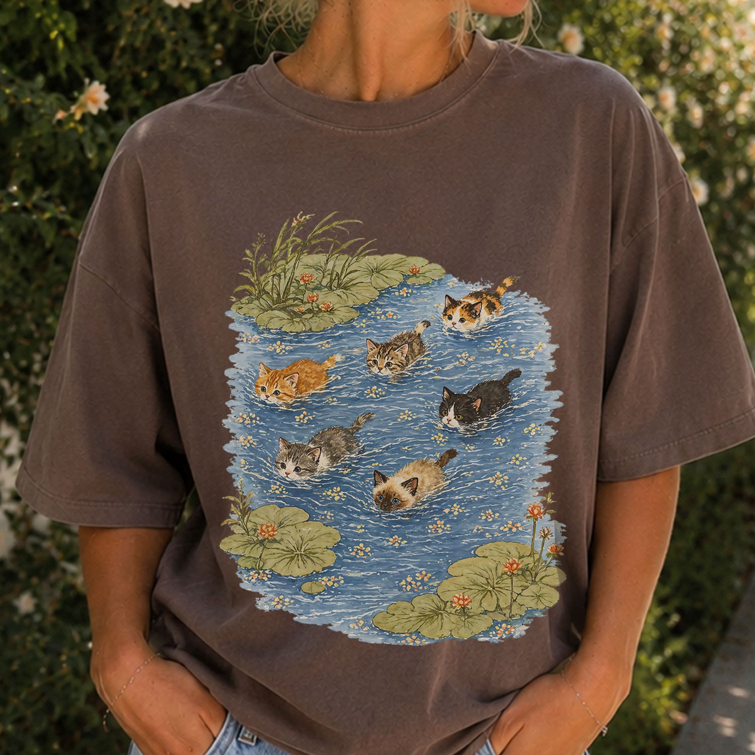 Swimming Cats in Pond T-Shirt