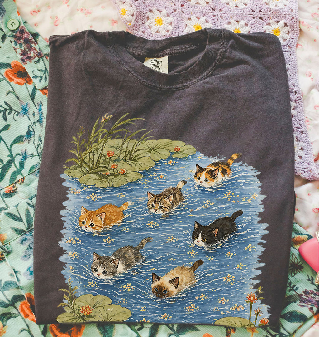 Swimming Cats in Pond T-Shirt