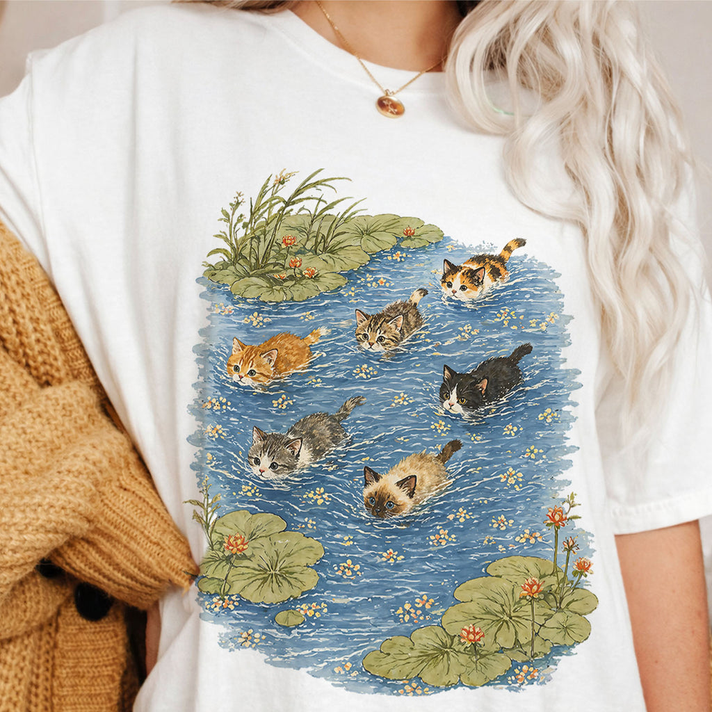 Swimming Cats in Pond T-Shirt