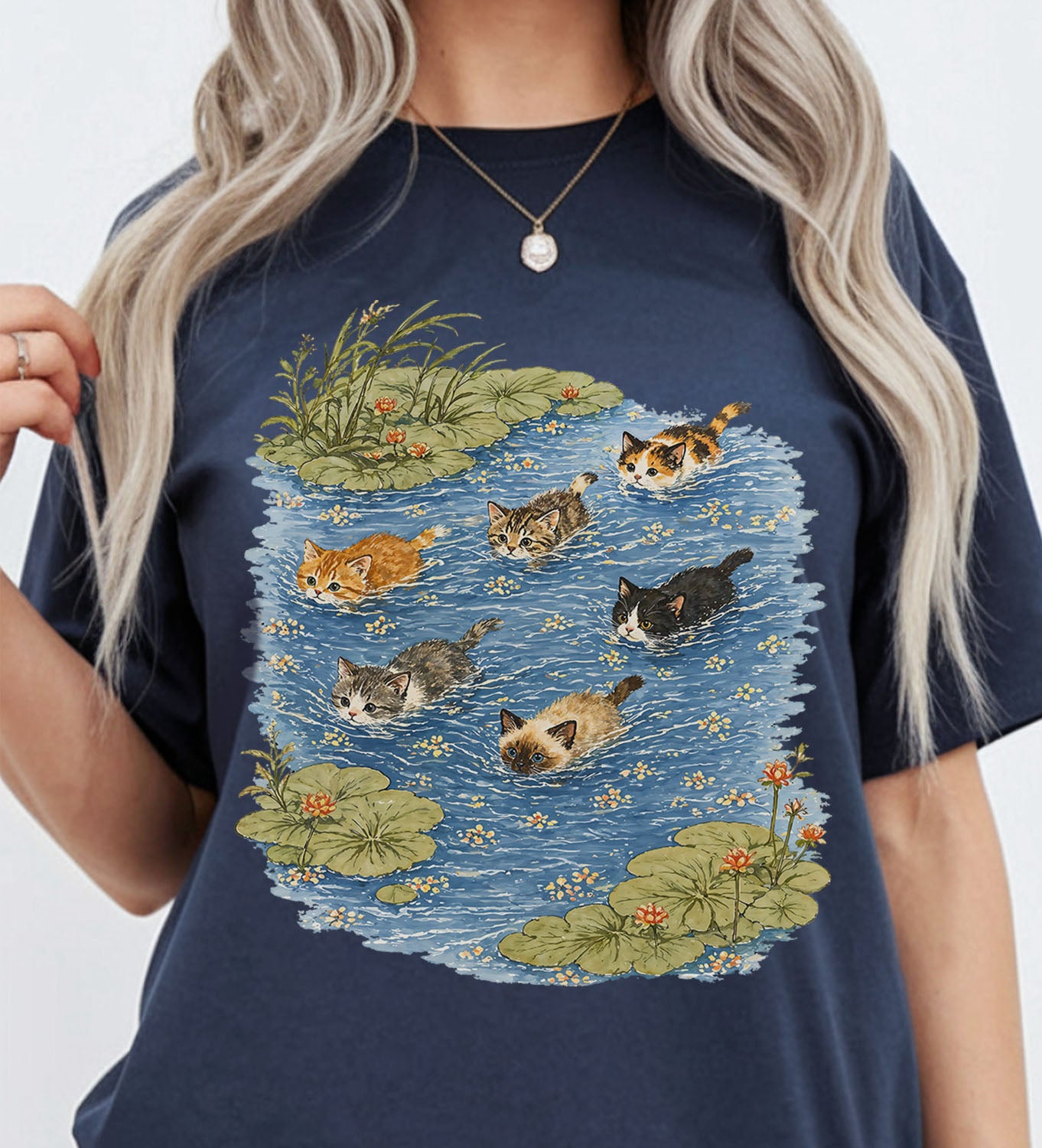 Swimming Cats in Pond T-Shirt
