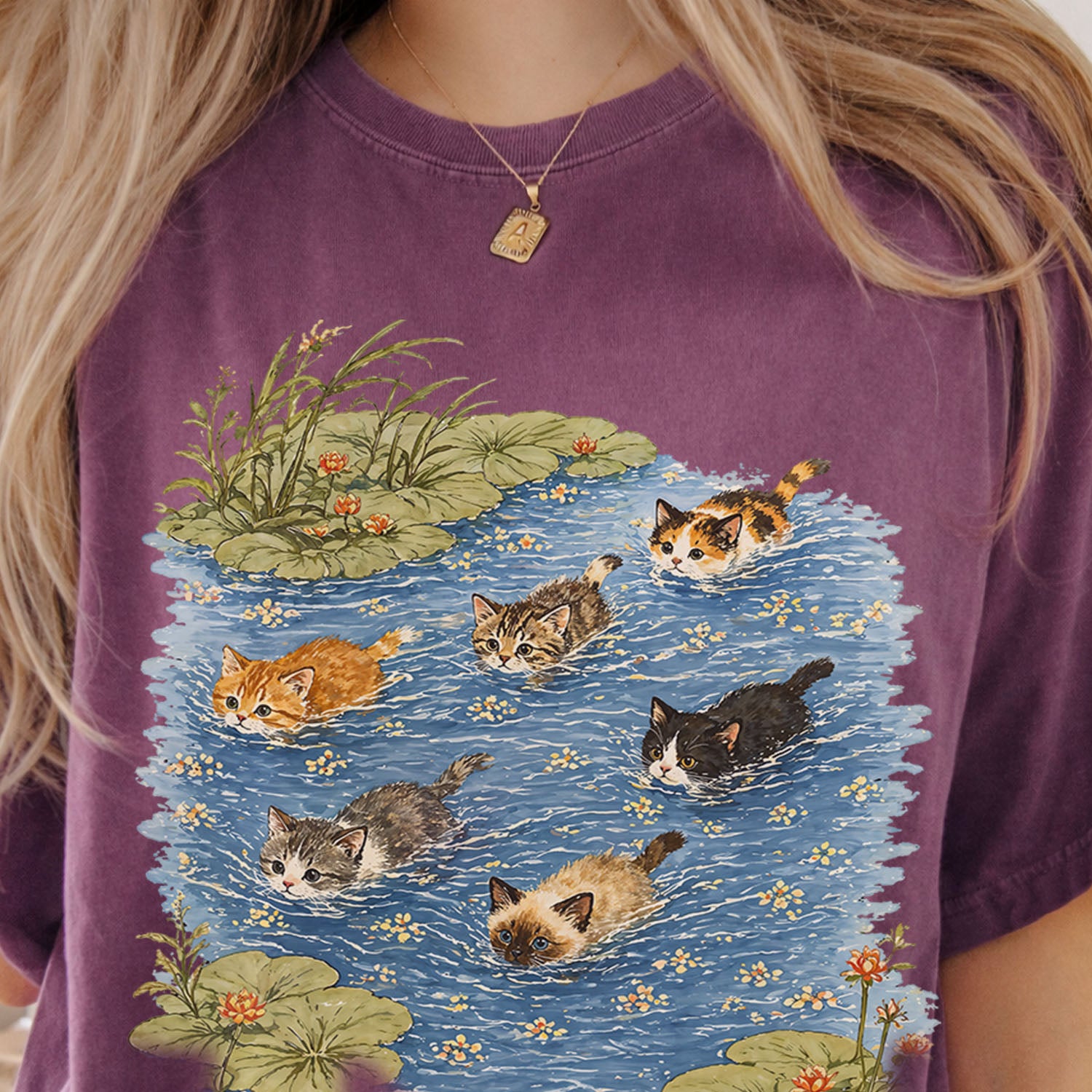 Swimming Cats in Pond T-Shirt
