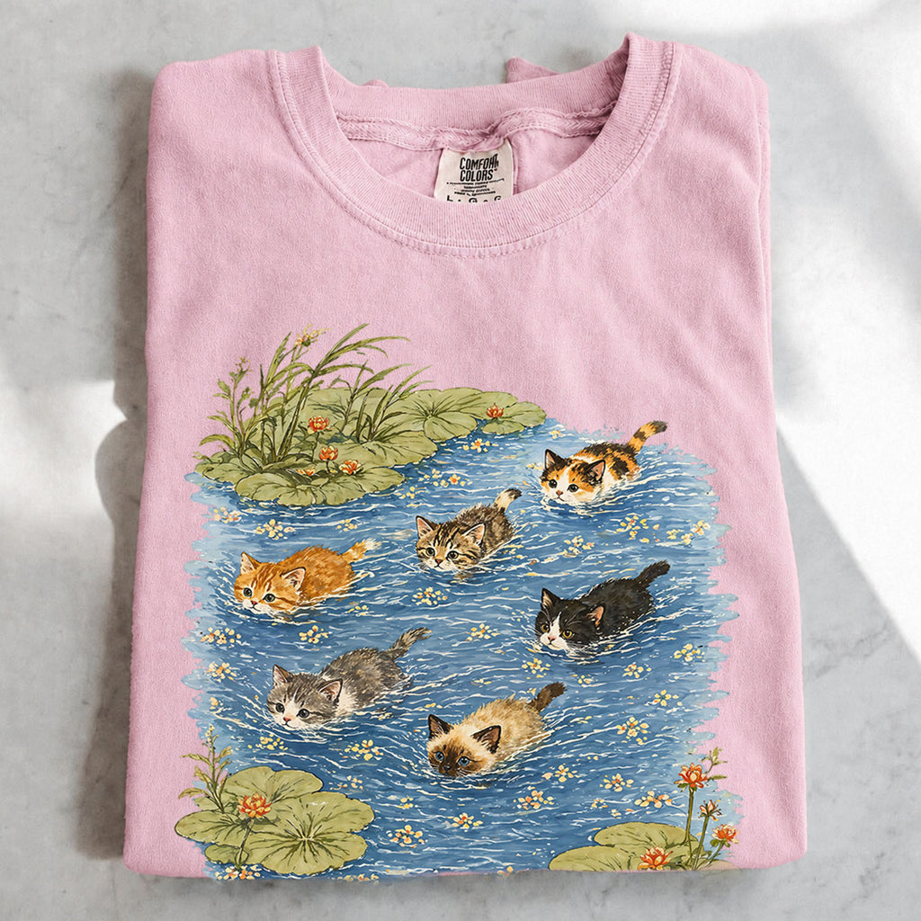 Swimming Cats in Pond T-Shirt