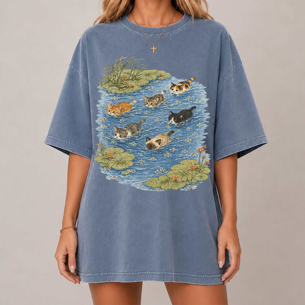 Swimming Cats in Pond T-Shirt