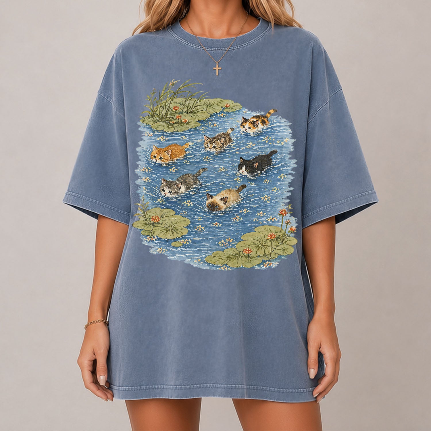 Swimming Cats in Pond T-Shirt