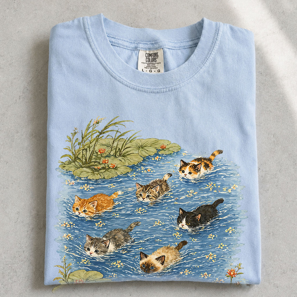 Swimming Cats in Pond T-Shirt