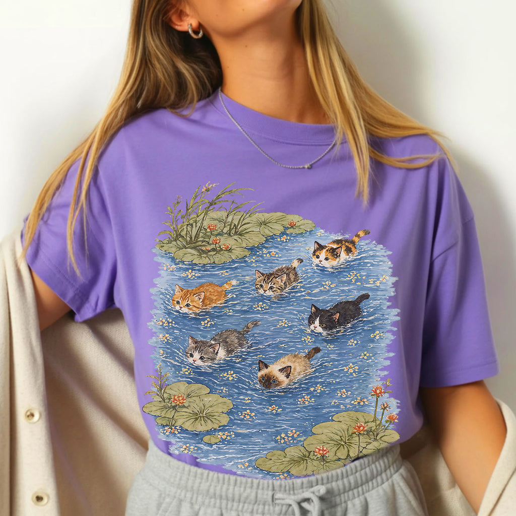 Swimming Cats in Pond T-Shirt