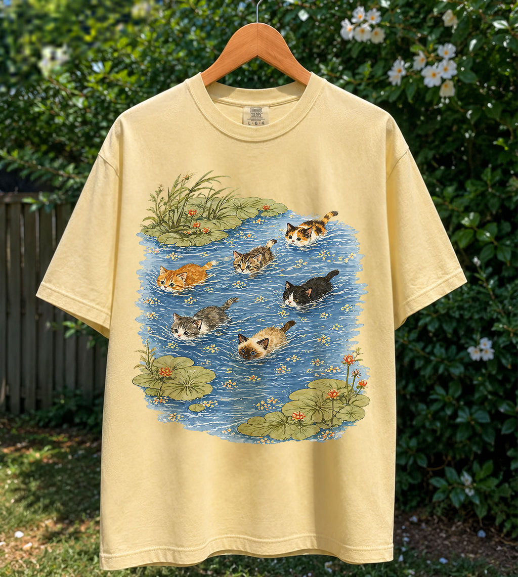 Swimming Cats in Pond T-Shirt