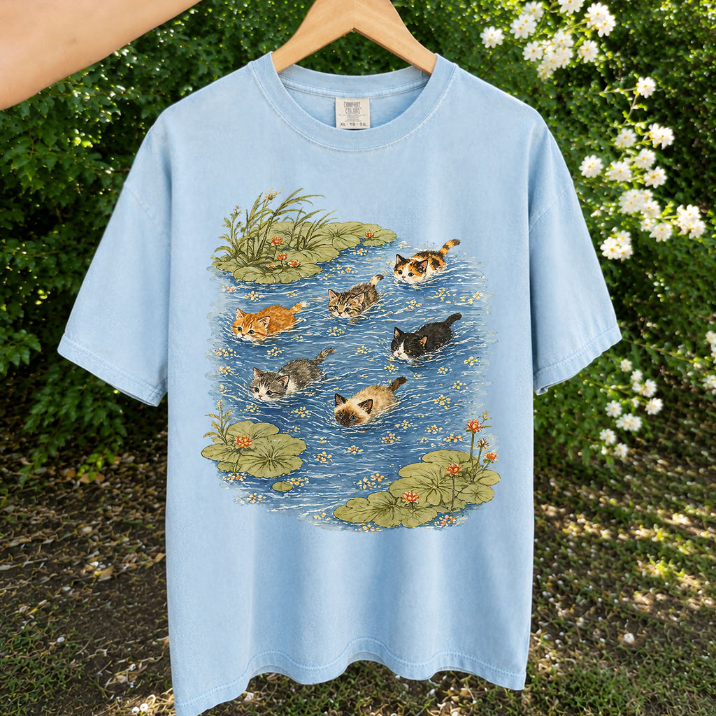 Swimming Cats in Pond T-Shirt