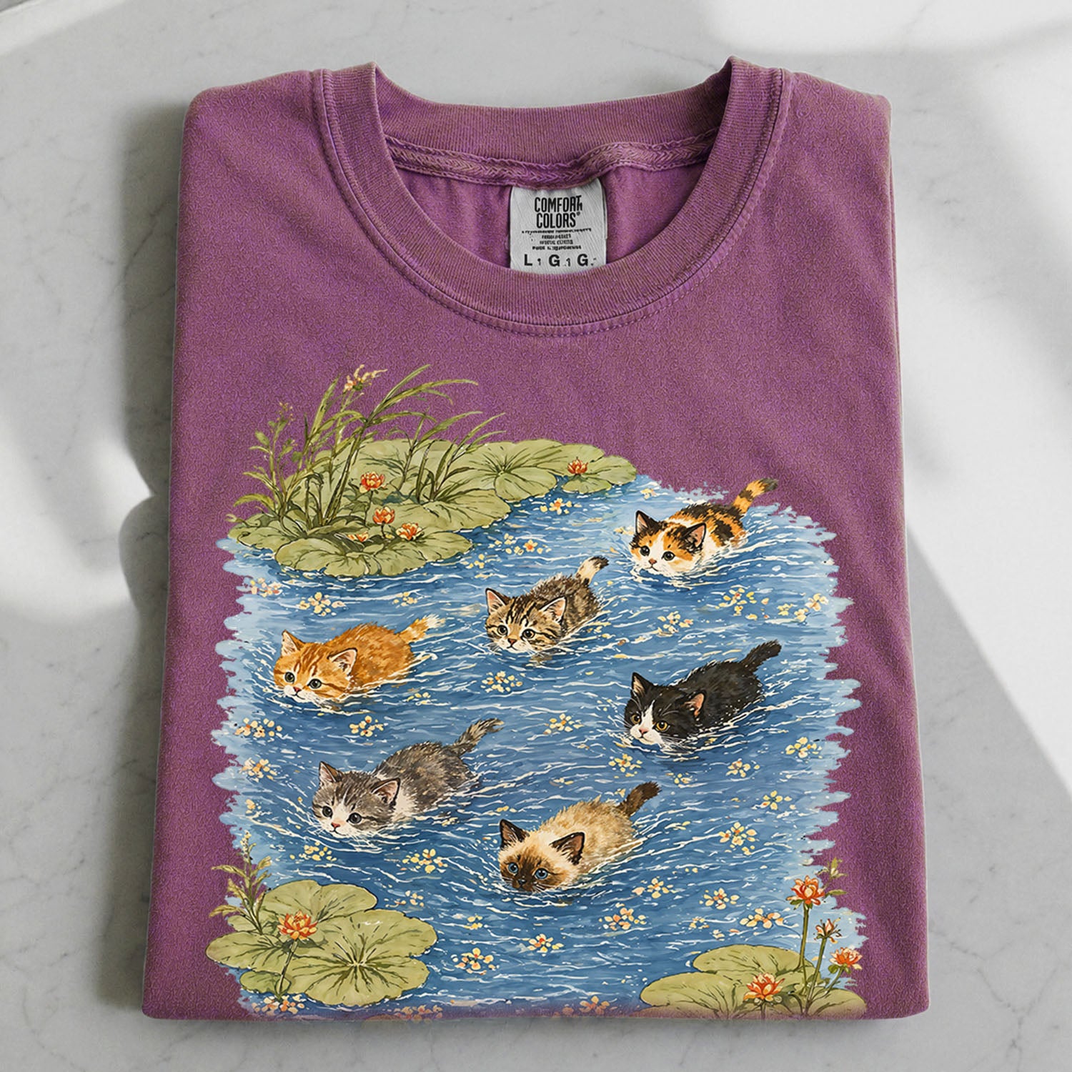 Swimming Cats in Pond T-Shirt