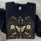 Whimsical Moth Wildflower Sweatshirt
