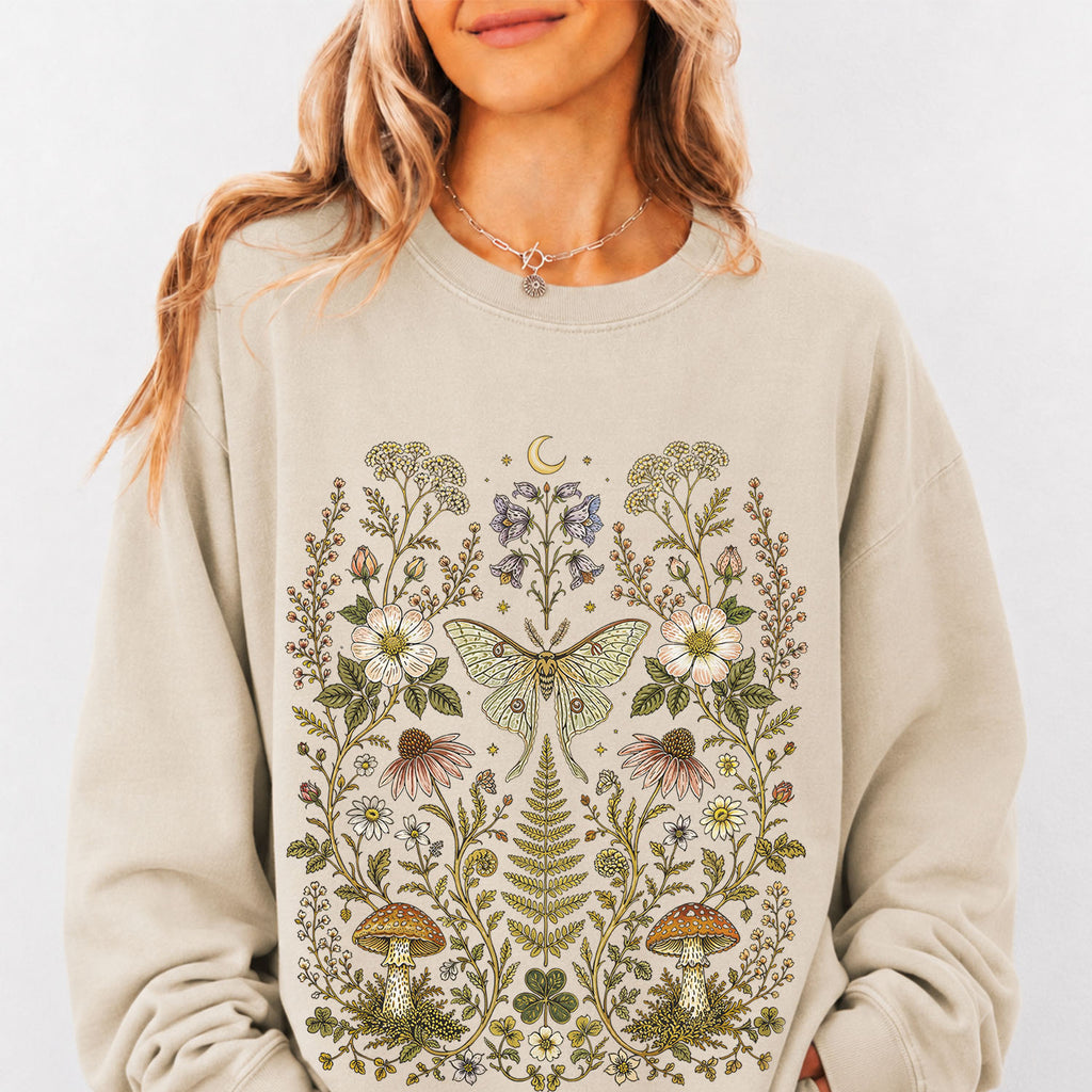 Whimsical Moth Wildflower Sweatshirt