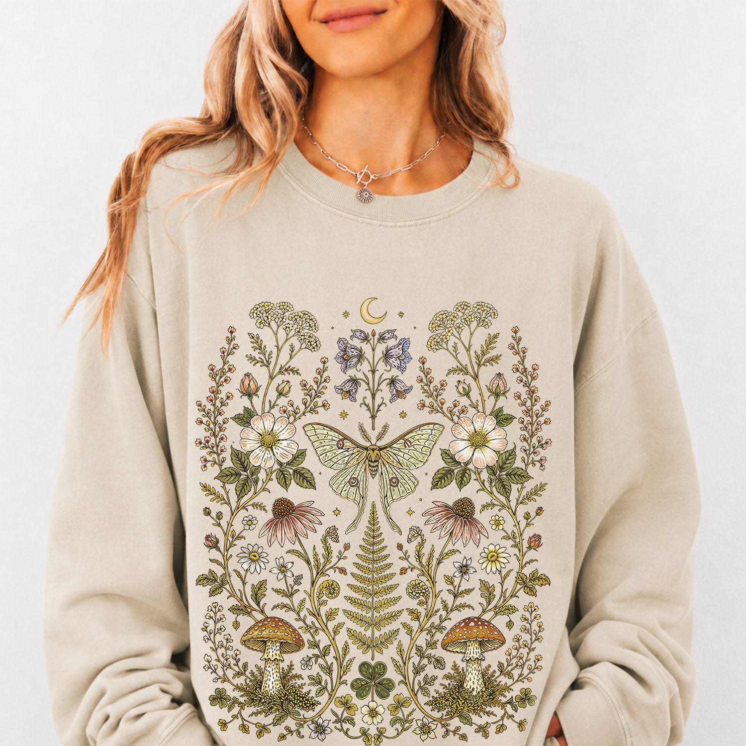 Whimsical Moth Wildflower Sweatshirt