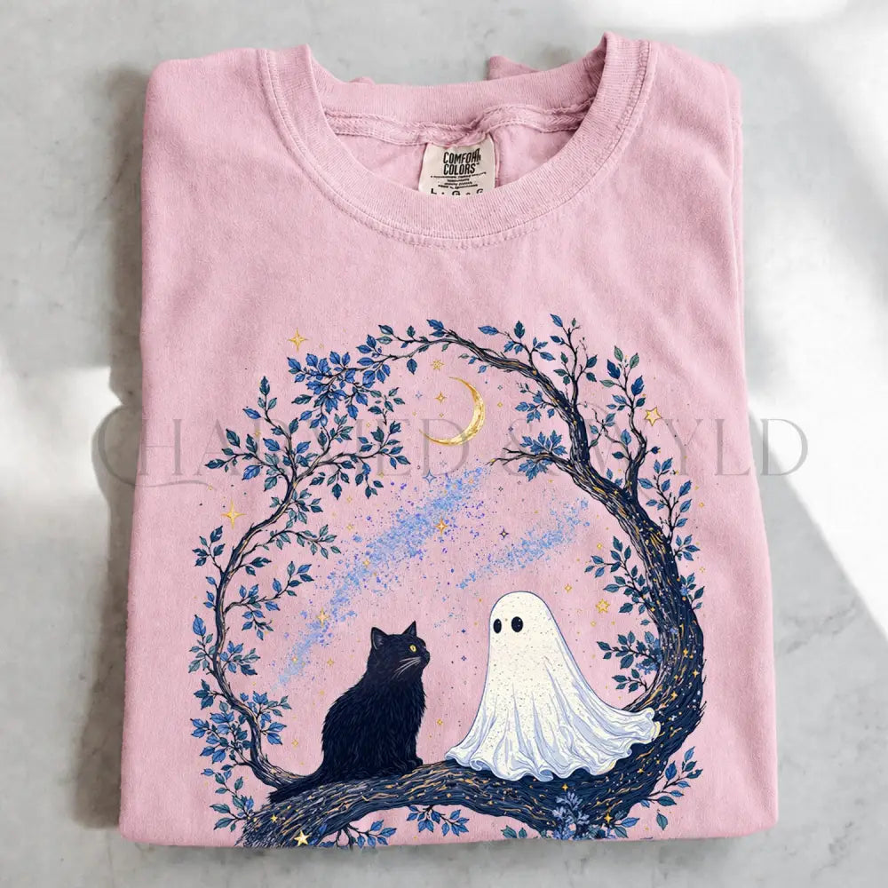 The Cat and The Ghost T-Shirt - Blossom / S - T-Shirt