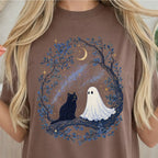 The Cat and The Ghost T-Shirt - Espresso / S - T-Shirt
