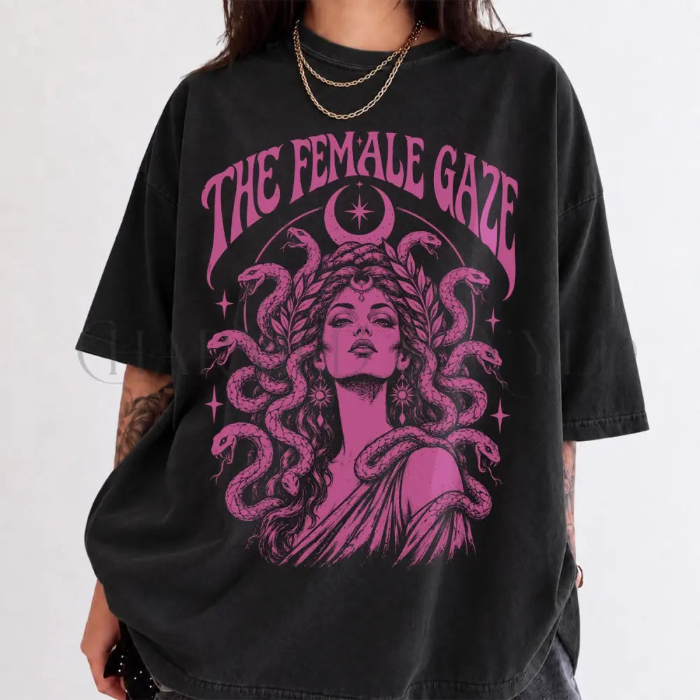 The Female Gaze Medusa Pink Comfort Colors T-Shirt - Black / S - T-Shirt