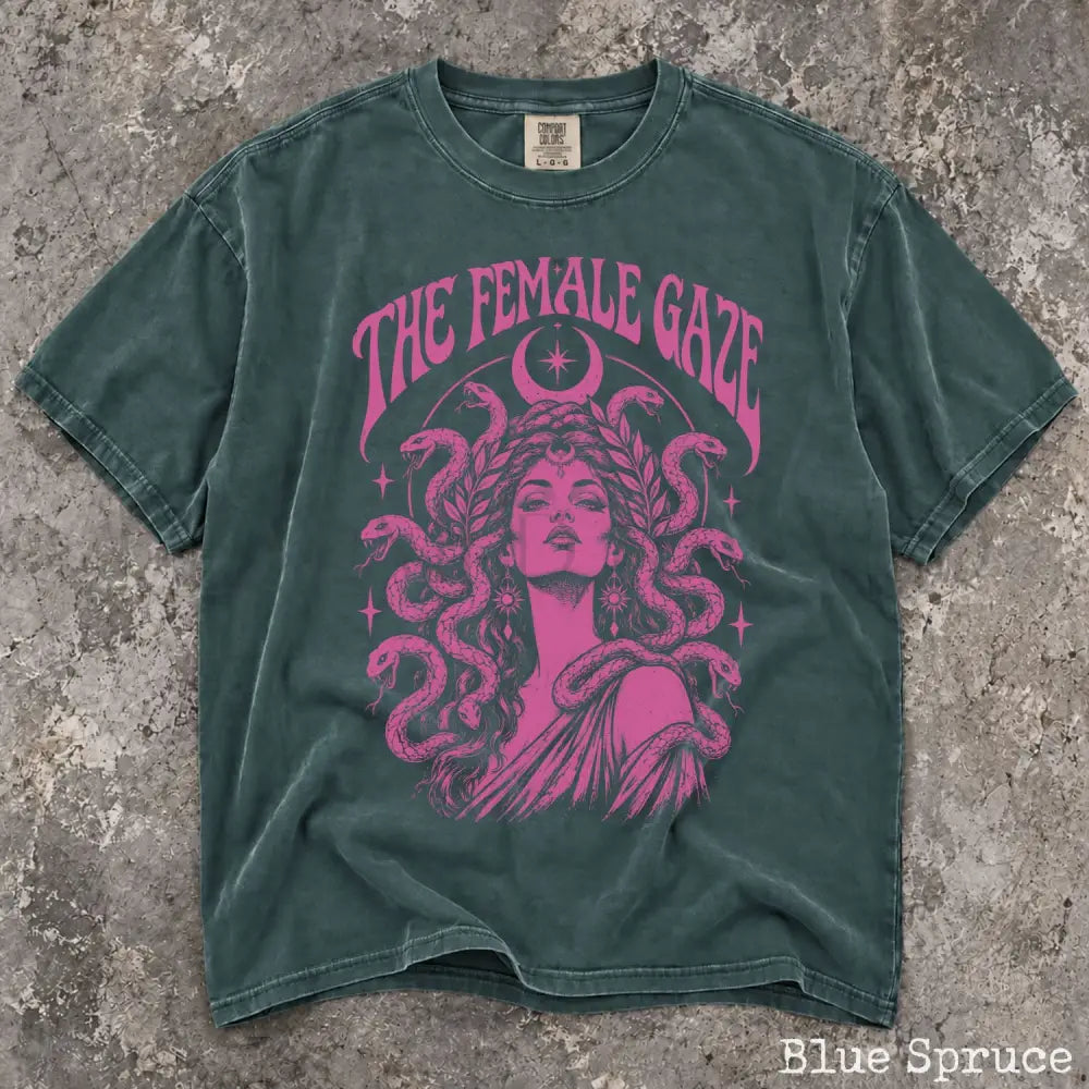 The Female Gaze Medusa Pink Comfort Colors T-Shirt - Blue Spruce / S - T-Shirt