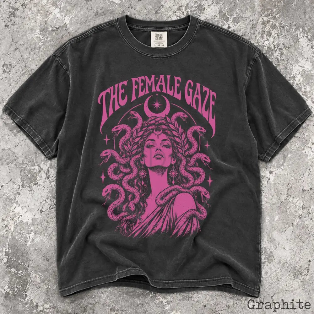 The Female Gaze Medusa Pink Comfort Colors T-Shirt - Graphite / S - T-Shirt